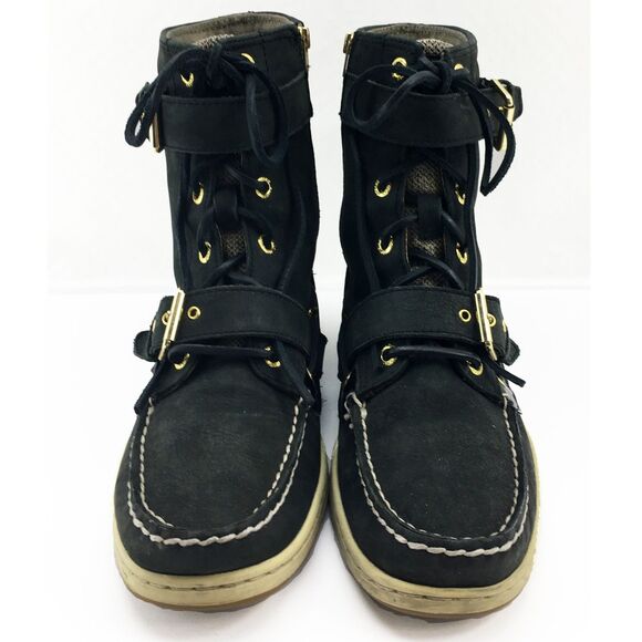 Sperry Top-Sider Black Huntley Buckle Side Zip Deck Ankle Boots - Women's 8 M - Picture 4 of 9